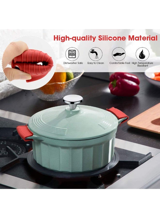 Silicone Assist Hot Pan Handle Holder Hot Skillet Handle Covers Pot Holder Sleeve Cast Iron Skillets Non-Slip Heat Resistant for Enameled Griddles Casserole Frying Pans Aluminum Cookware(4PACK/Red) - Image 4